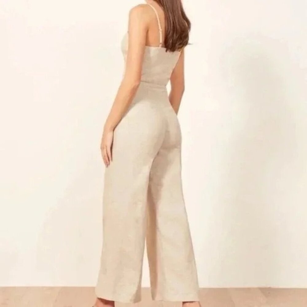 Reformation Torta Linen Jumpsuit in Sand Beige 33599 Size 0 Womens - Picture 4 of 13